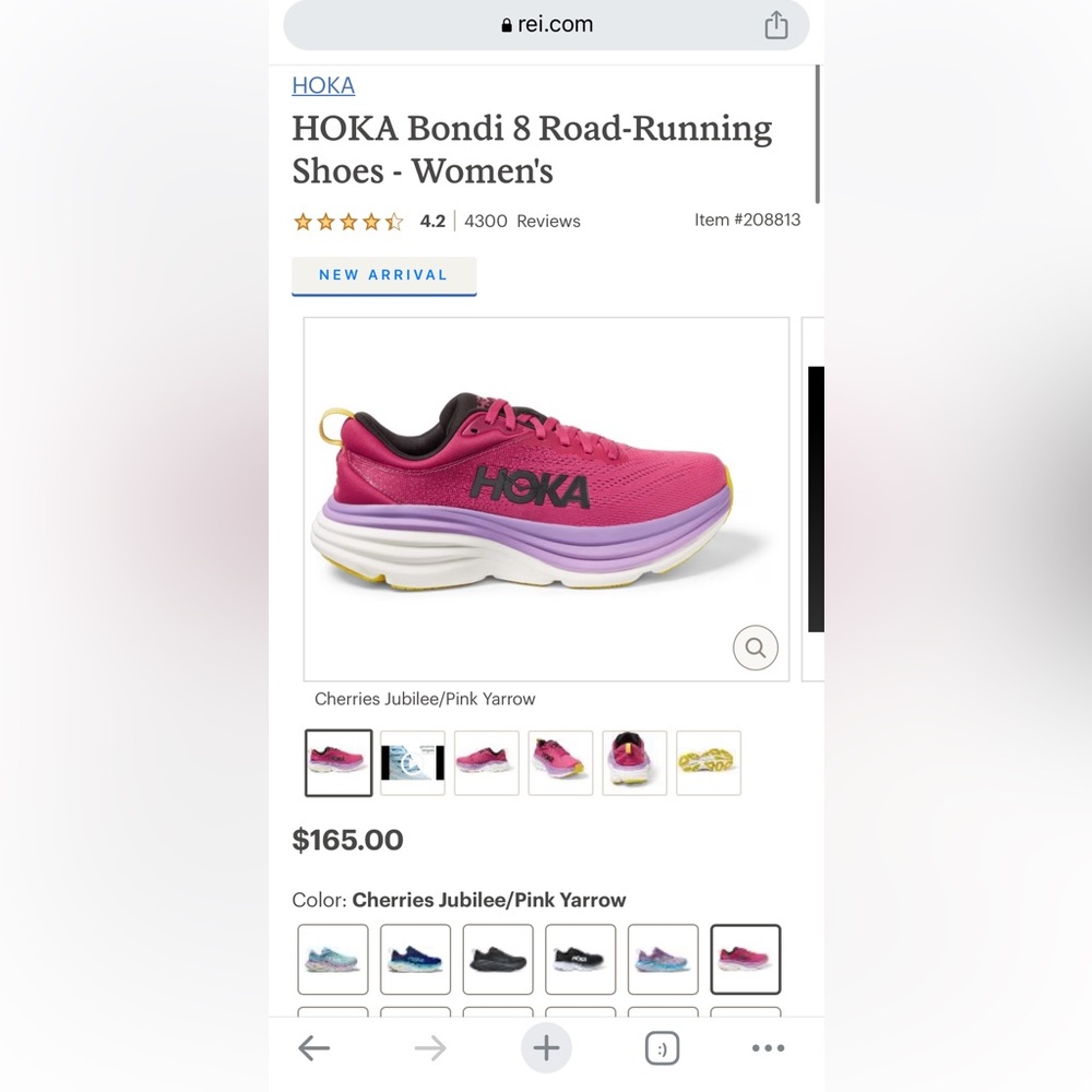 HOKA Bondi 8 Road-Running Shoes - Women's Cherries Jubilee/Pink Yarrow - 7.5
